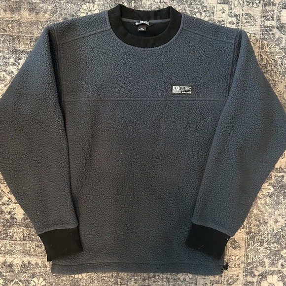 Eddie Bauer Men's Charcoal Crewneck Sherpa - Picture 1 of 4